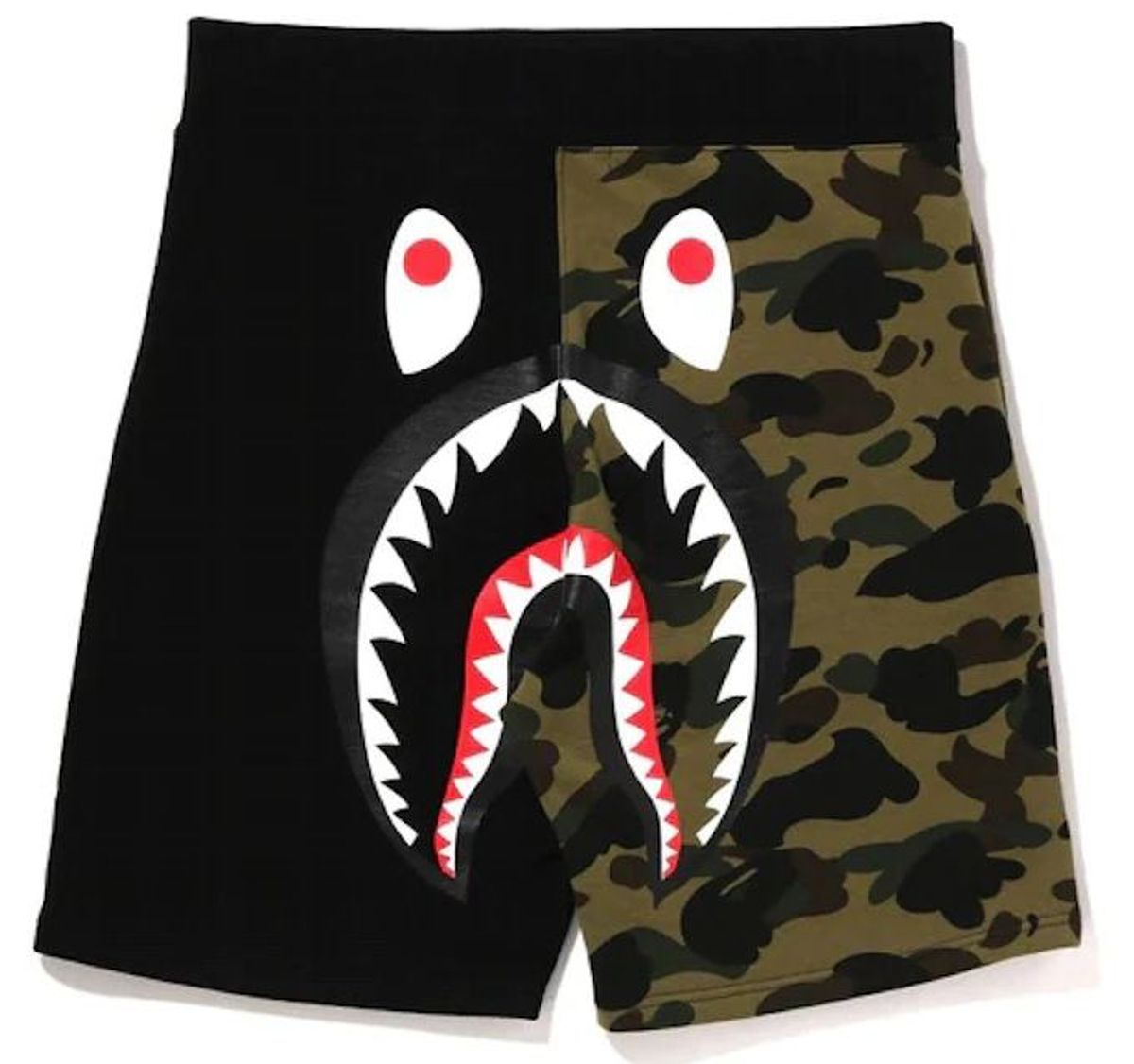 Bape 1st Black/Green Camo Back Shark Sweat Shorts