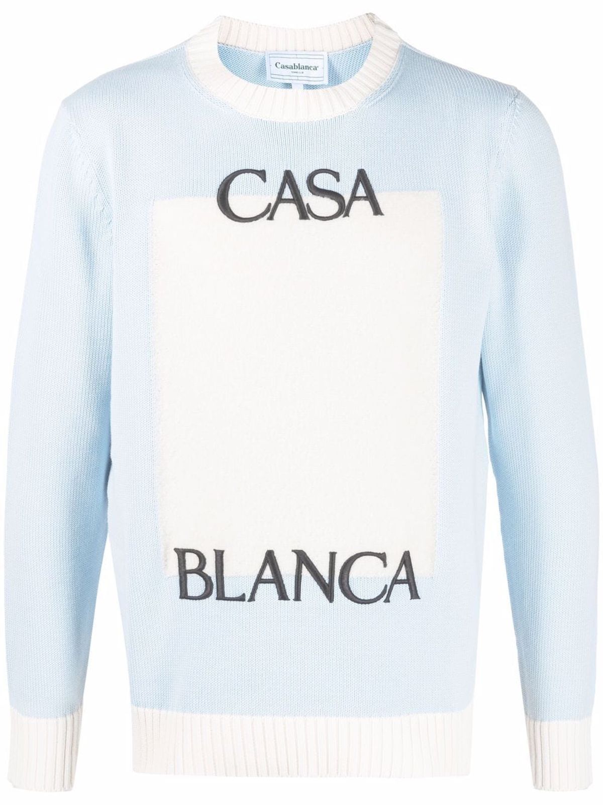 Casablanca Logo-Embroidered Colour Block Blue Jumper
