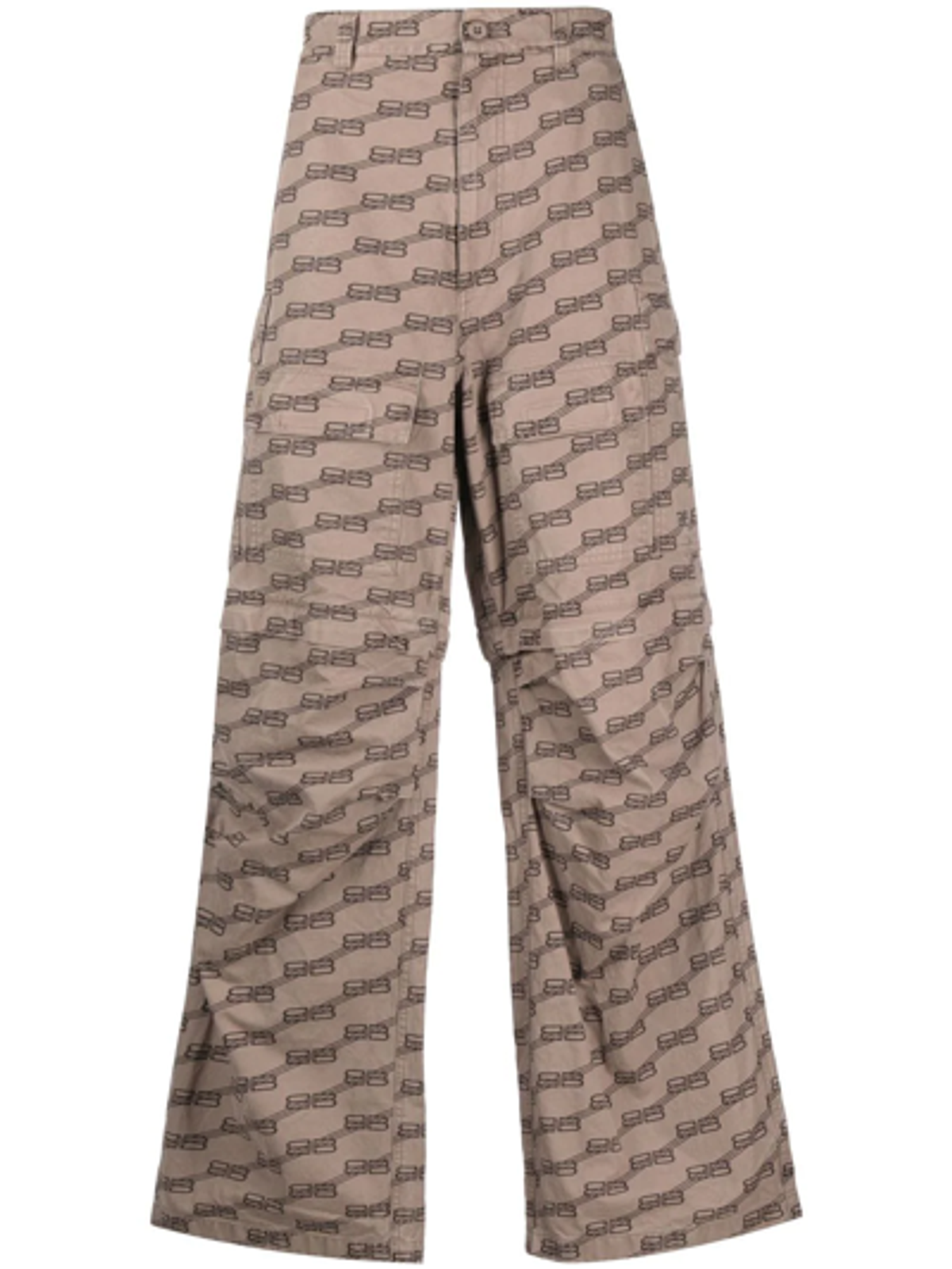Balenciaga Logo-Print Brown Cargo Pants