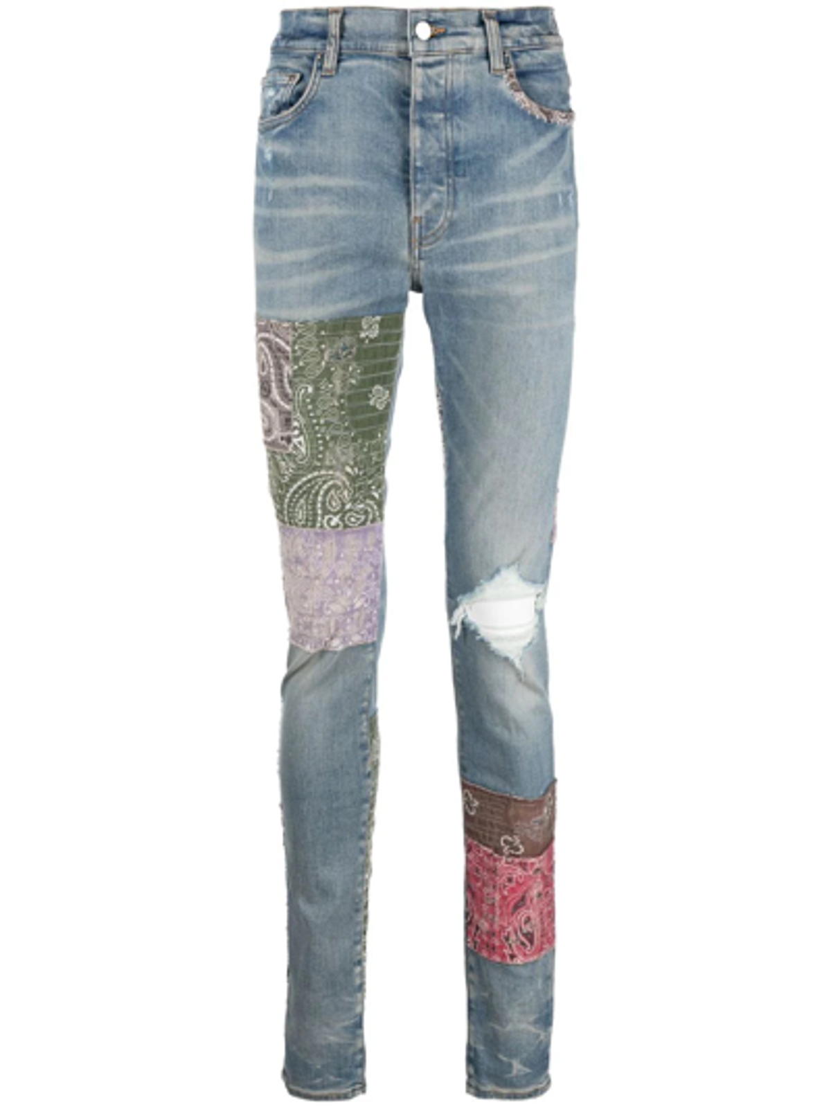 Amiri Distressed Patchwork Skinny Jeans