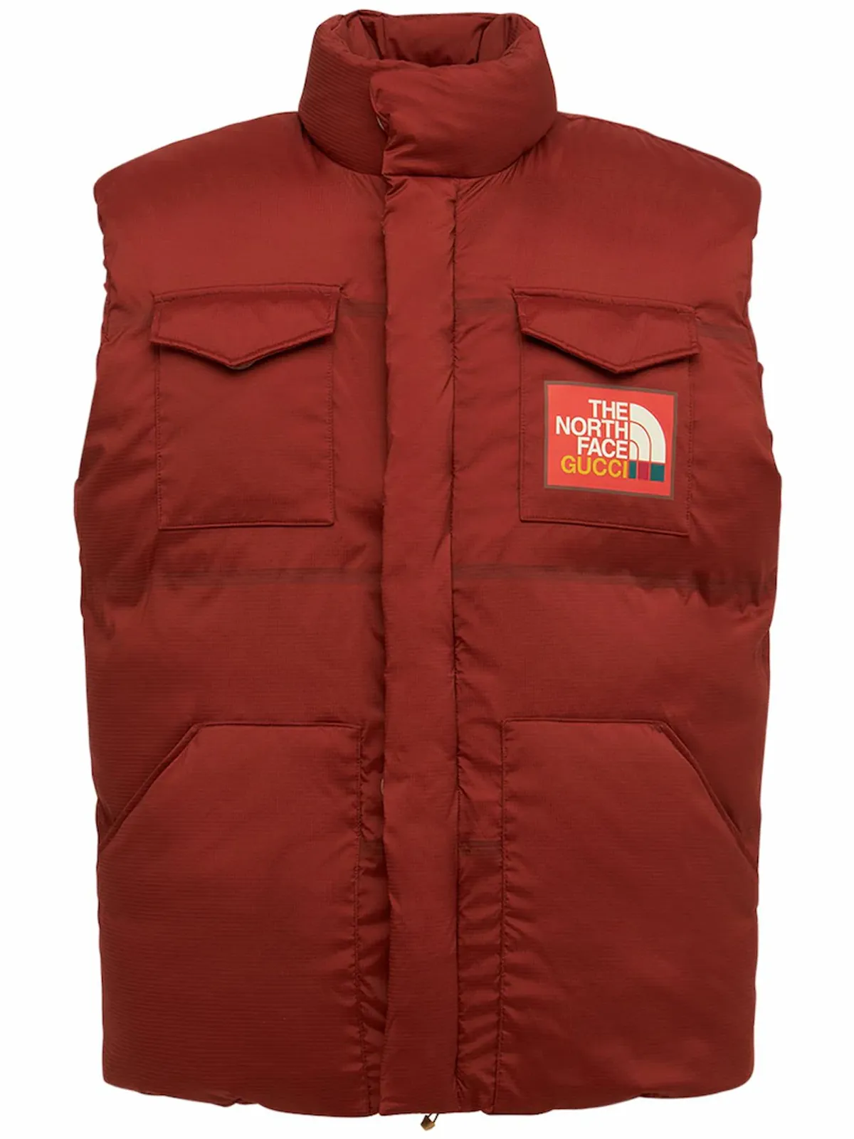 Gucci × The North Face Padded Ripstop Gilet In Brown