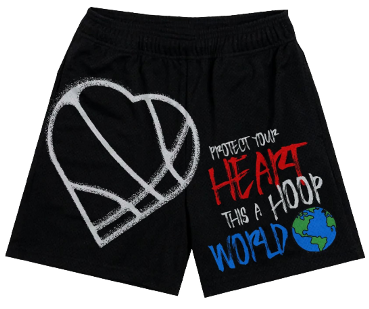 Confidential Black Ball Heart Mesh Shorts
