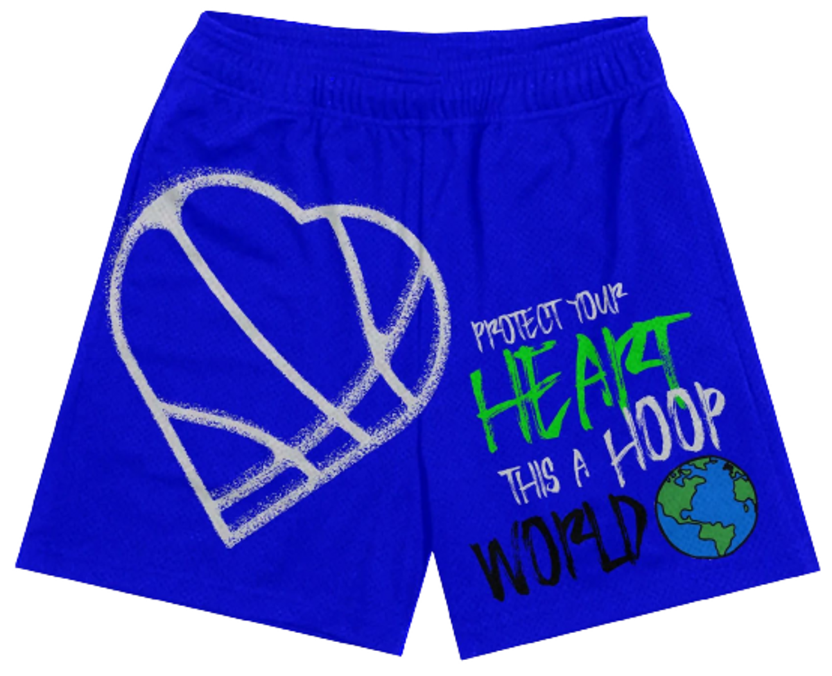 Confidential Blue Ball Heart Mesh Shorts