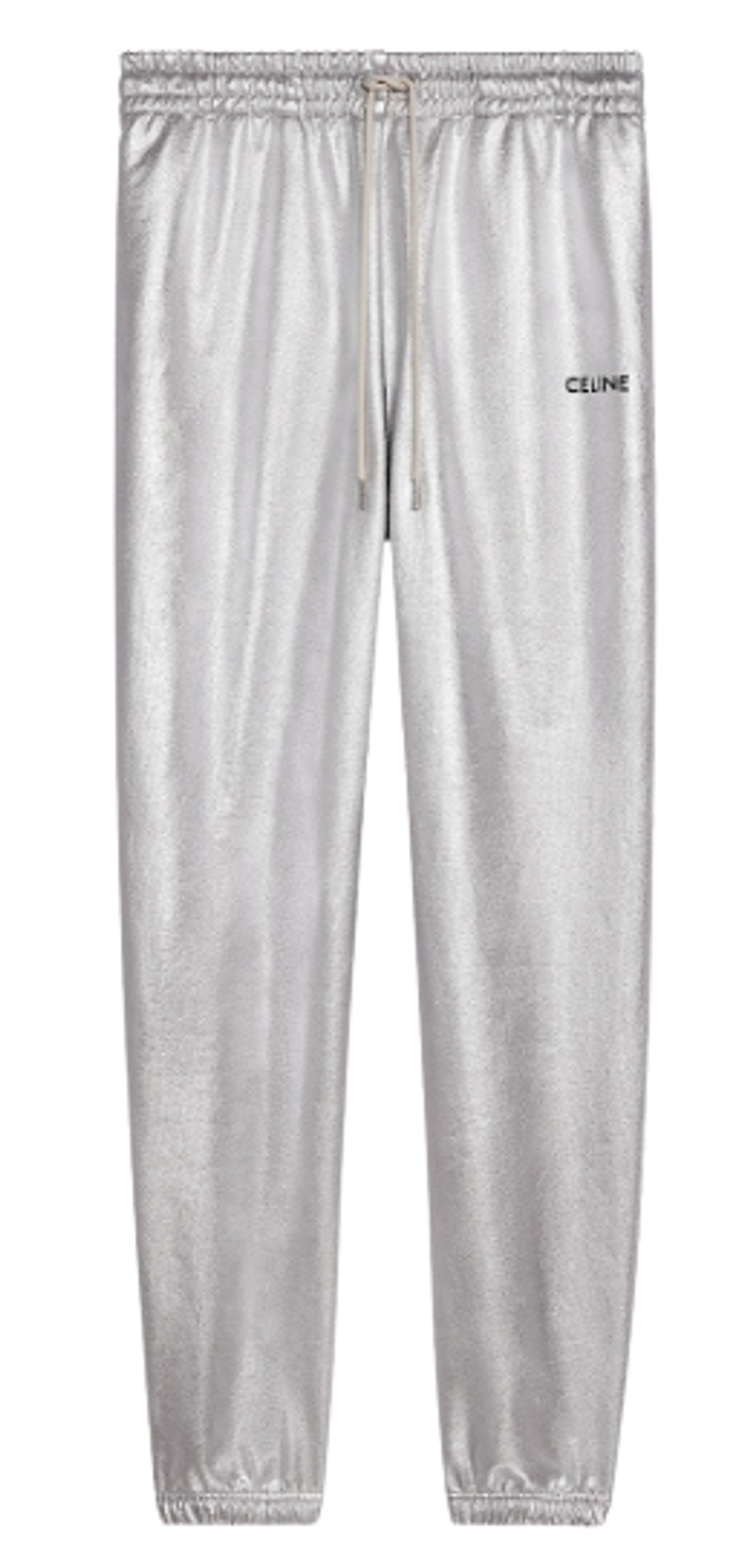 Celine Metallic Silver Cotton Joggers