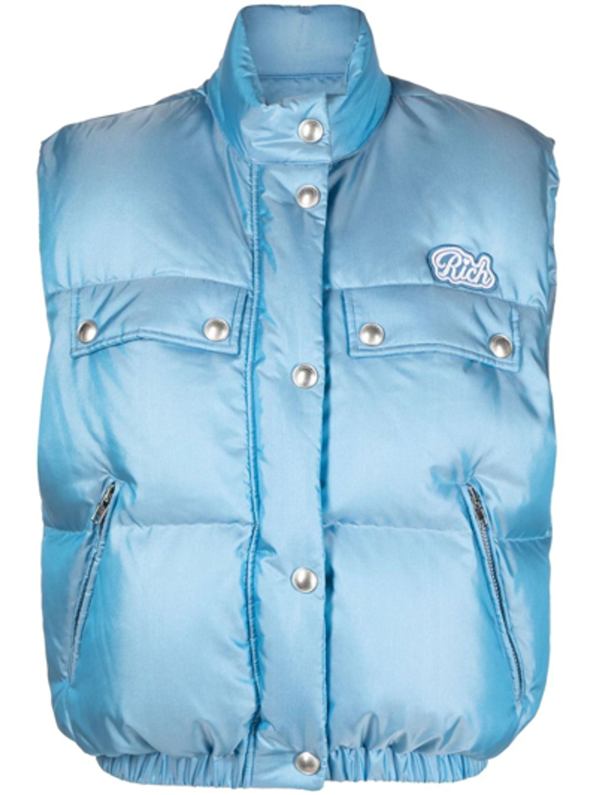 Alessandra Rich Sleeveless Feather-down Vest In Blue