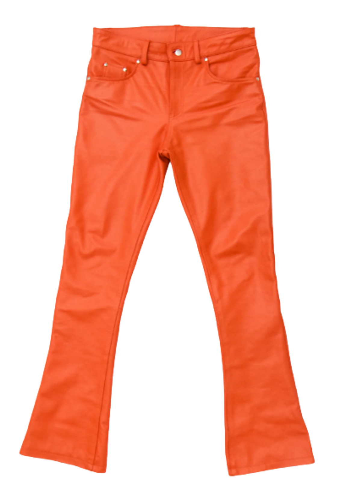 Nyrva Flared Leather Tangerine Orange Pants WHAT’S ON THE STAR?