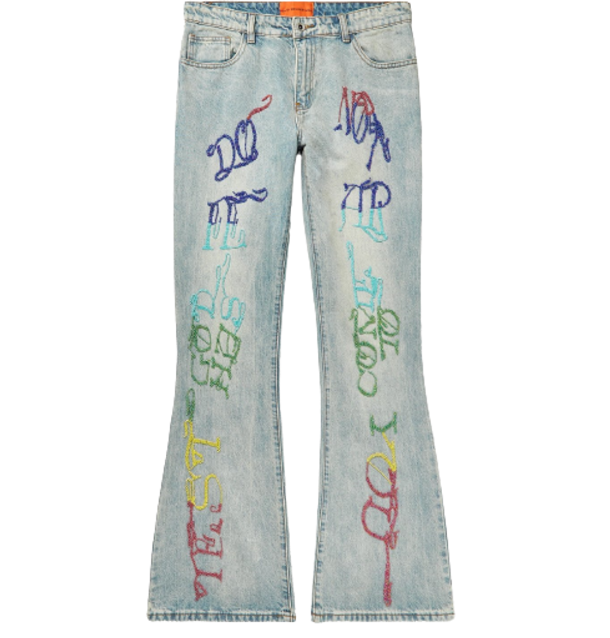 Who Decides War Testing You Flared Beaded Denim Jeans