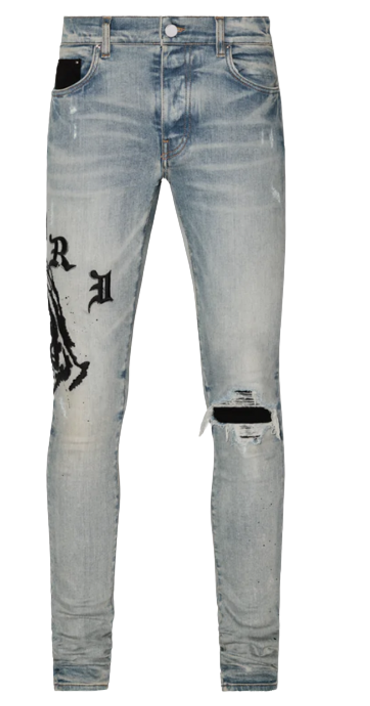 Amiri Wes Lang Fringed Checked Cotton Blend Jeans