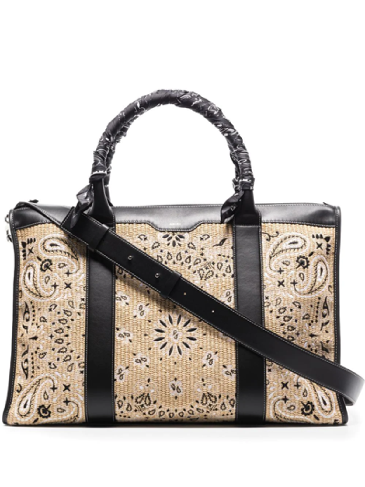 Amiri Bandana Print Raffia Holdall