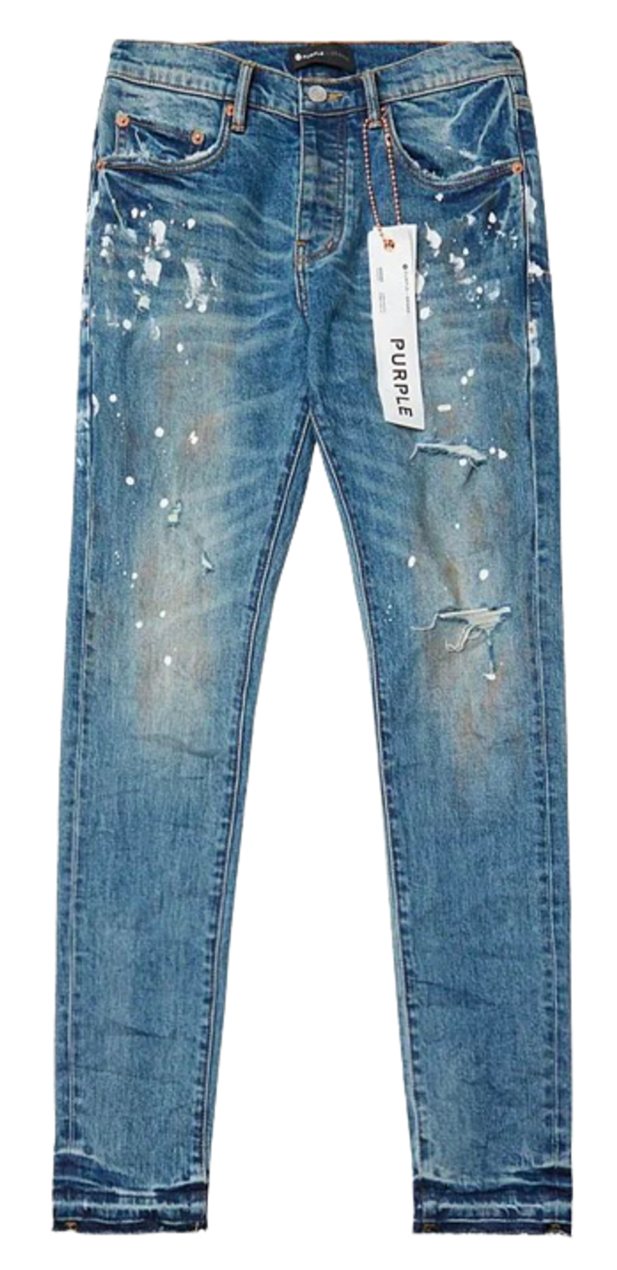 Purple Brand Distressed Straight-Leg Blue Jeans