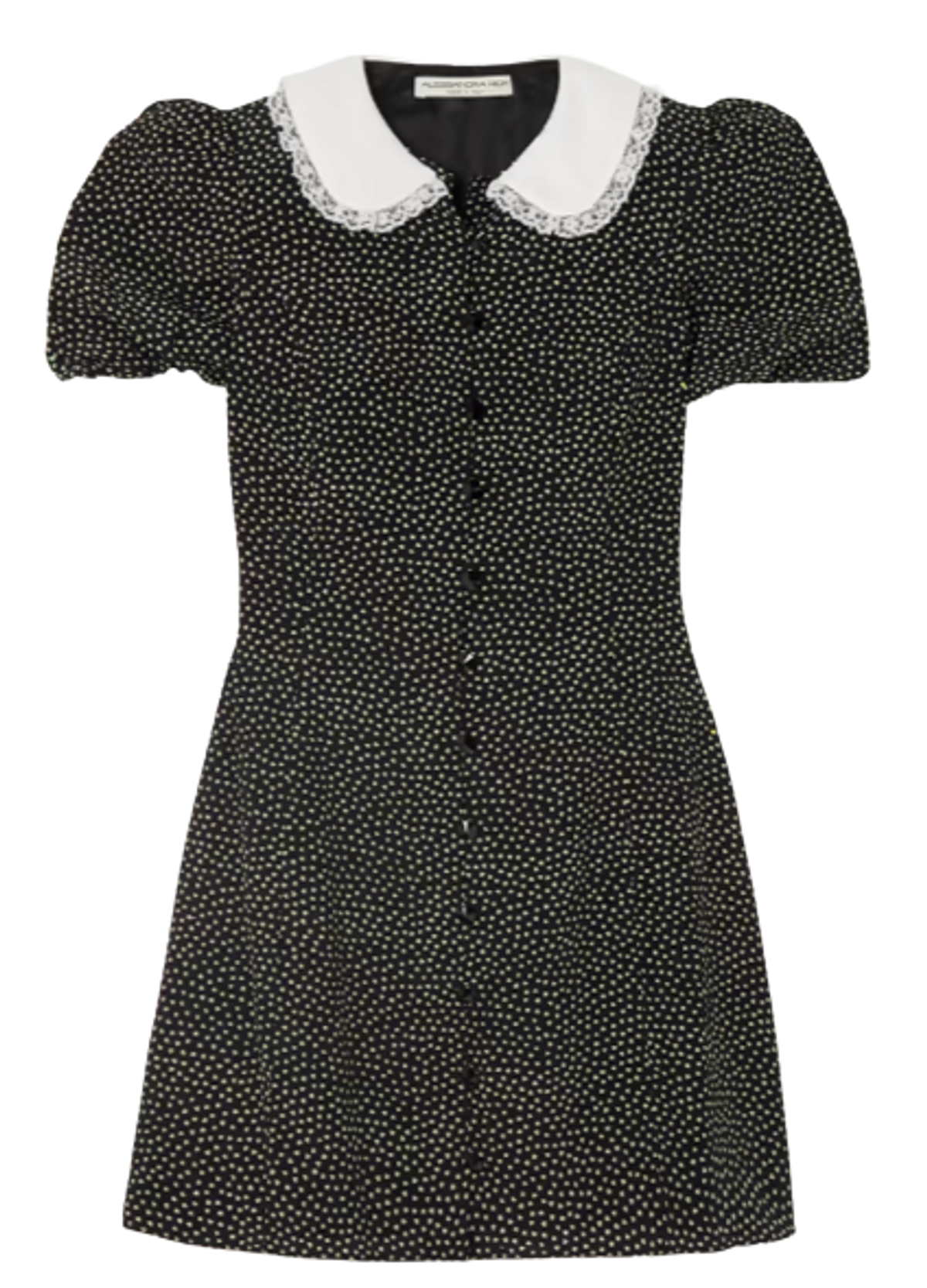 Alessandra Rich Lace Trimmed Printed Silk Crepe De Chine Mini Dress