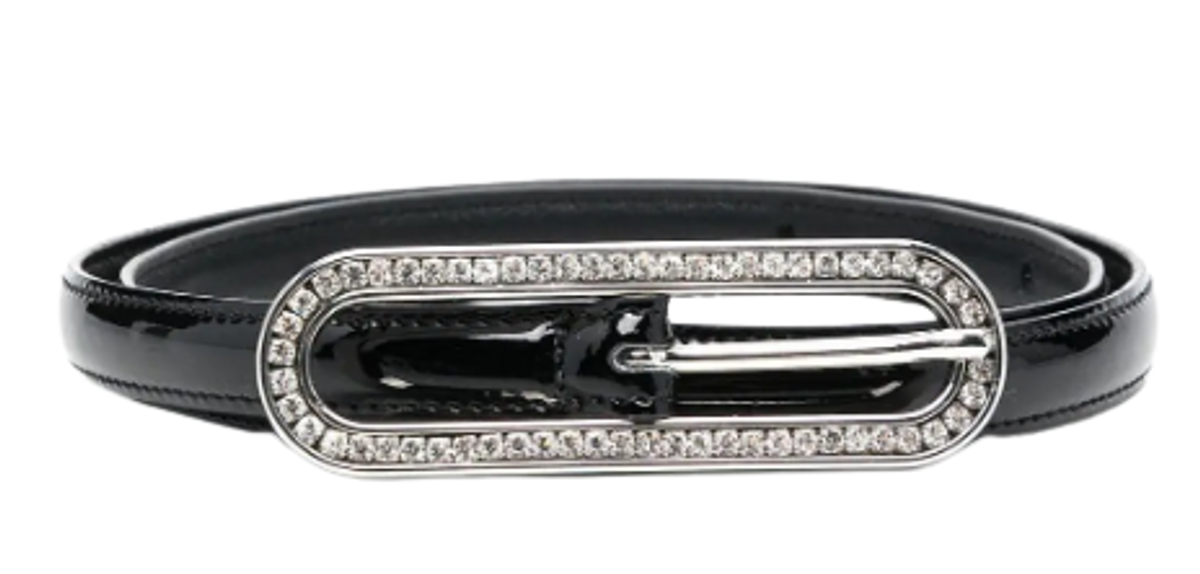 Alessandra Rich Crystal Embellished Patent Leather Belt