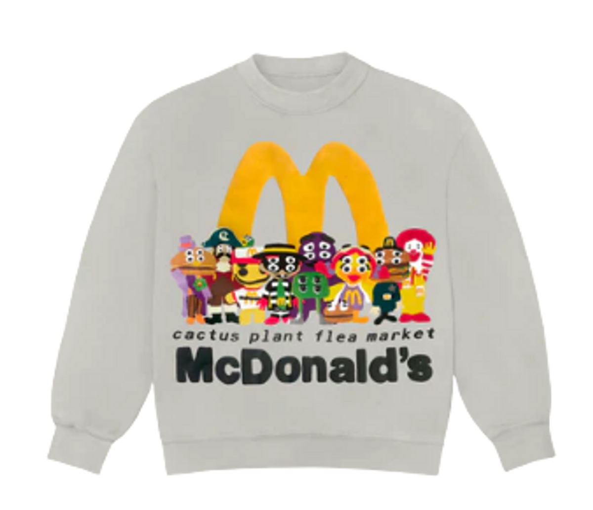 Cactus Plant Flea Market × McDonald's Merch Puff Print Gray Sweatshirt