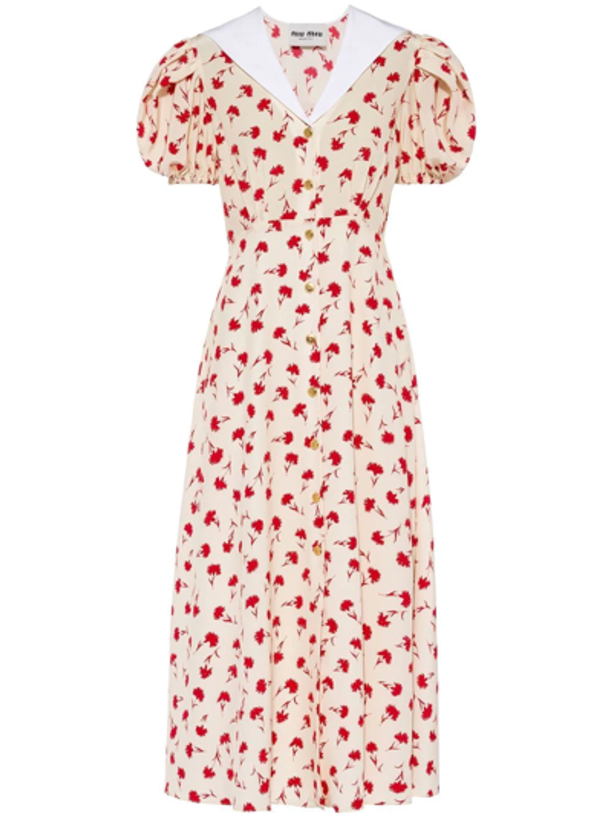 Miu Miu Floral Print Silk Midi Dress