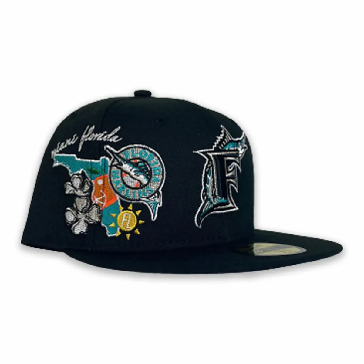 New Era Black Florida Marlins City Patch Gray Bottom New Era 59fifty Fitted Cap