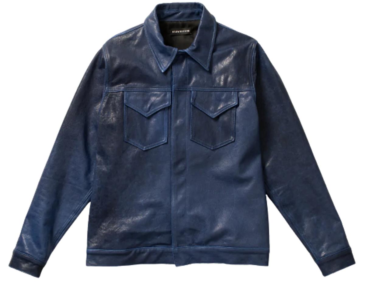 Brownstone Leather Twilight Blue Trucker Jacket