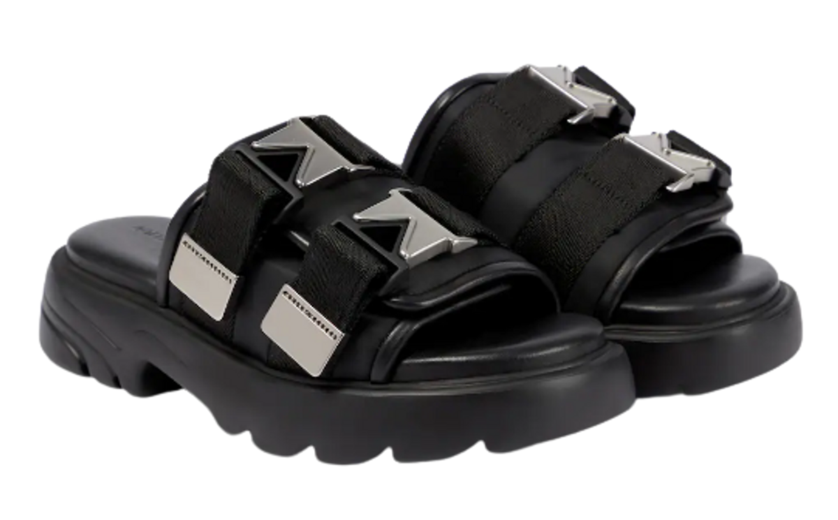 Bottega Veneta Flash Leather Dual Buckle Flat Sandals