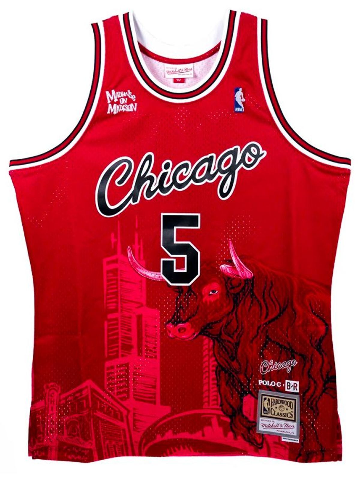Polo G Merch × Chicago Bulls Logo Red Jersey