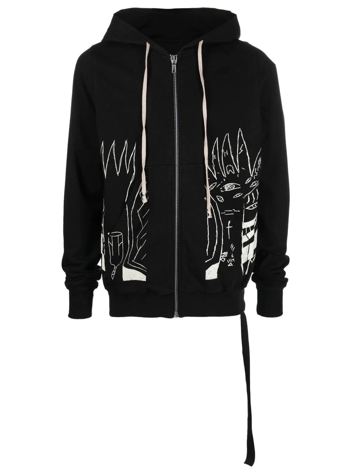 Rick Owens Printed Cotton-jersey Zip Up Hoodie