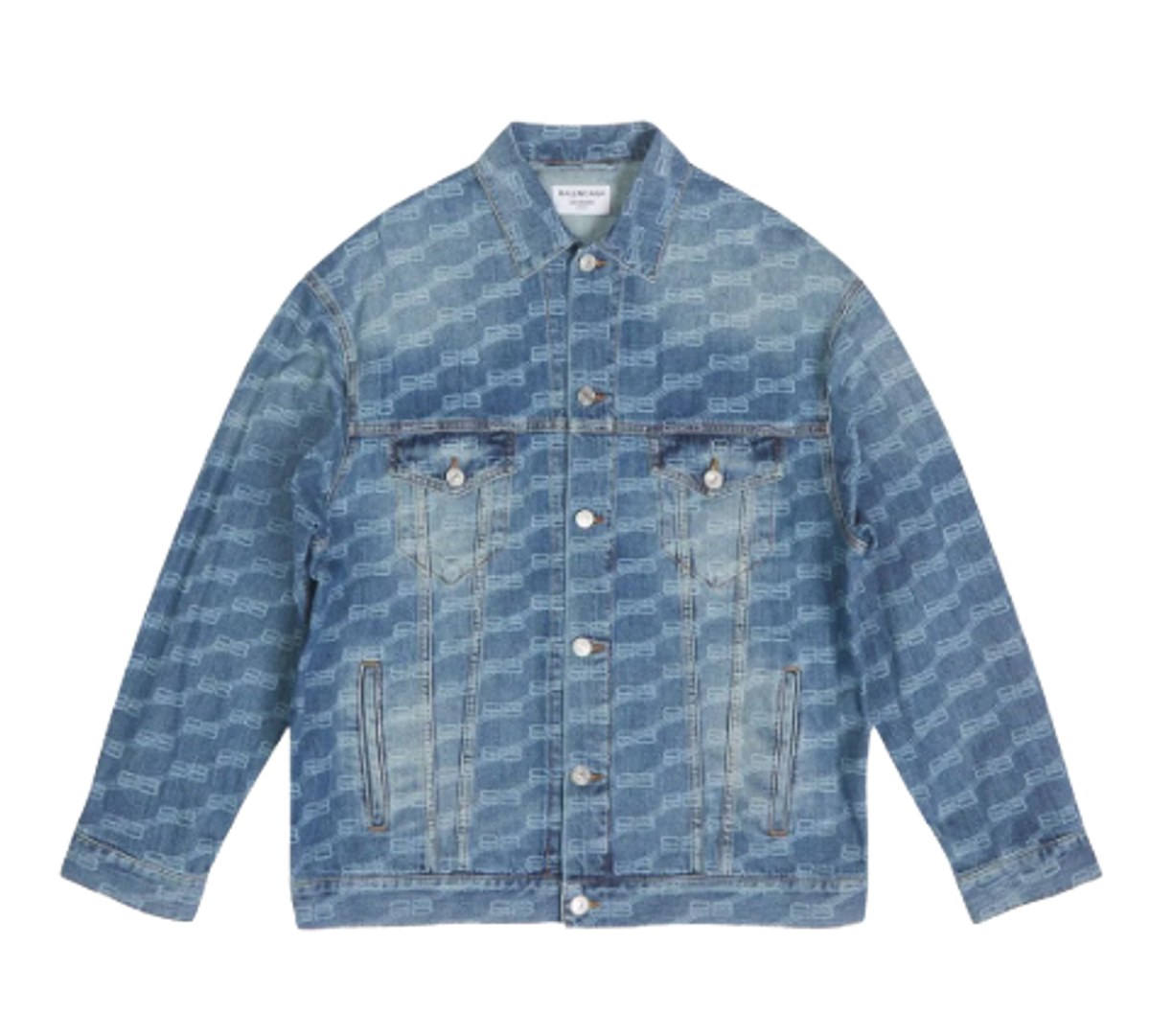Balenciaga Oversize Logo Print Denim Jacket