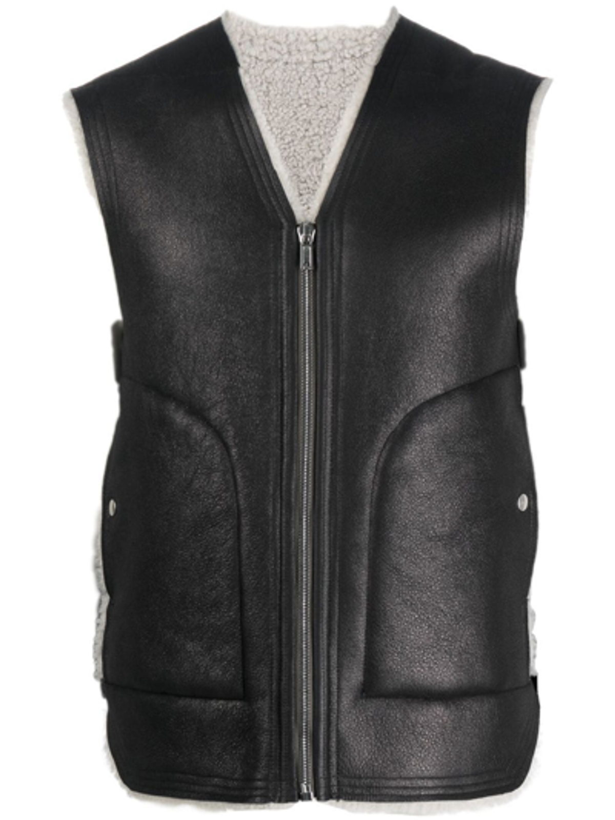Rick Owens Leather Zip Waistcoat Jacket