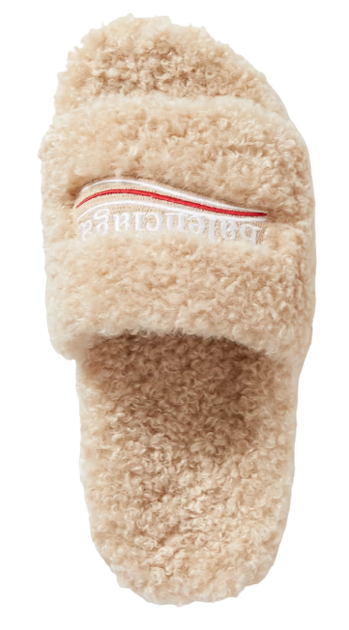 Balenciaga Furry Logo Embroidered Faux Shearling Slides