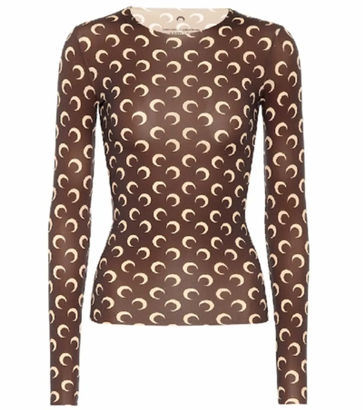 Marine Serre Icon Crescent Moon Logo-print Top In Brown