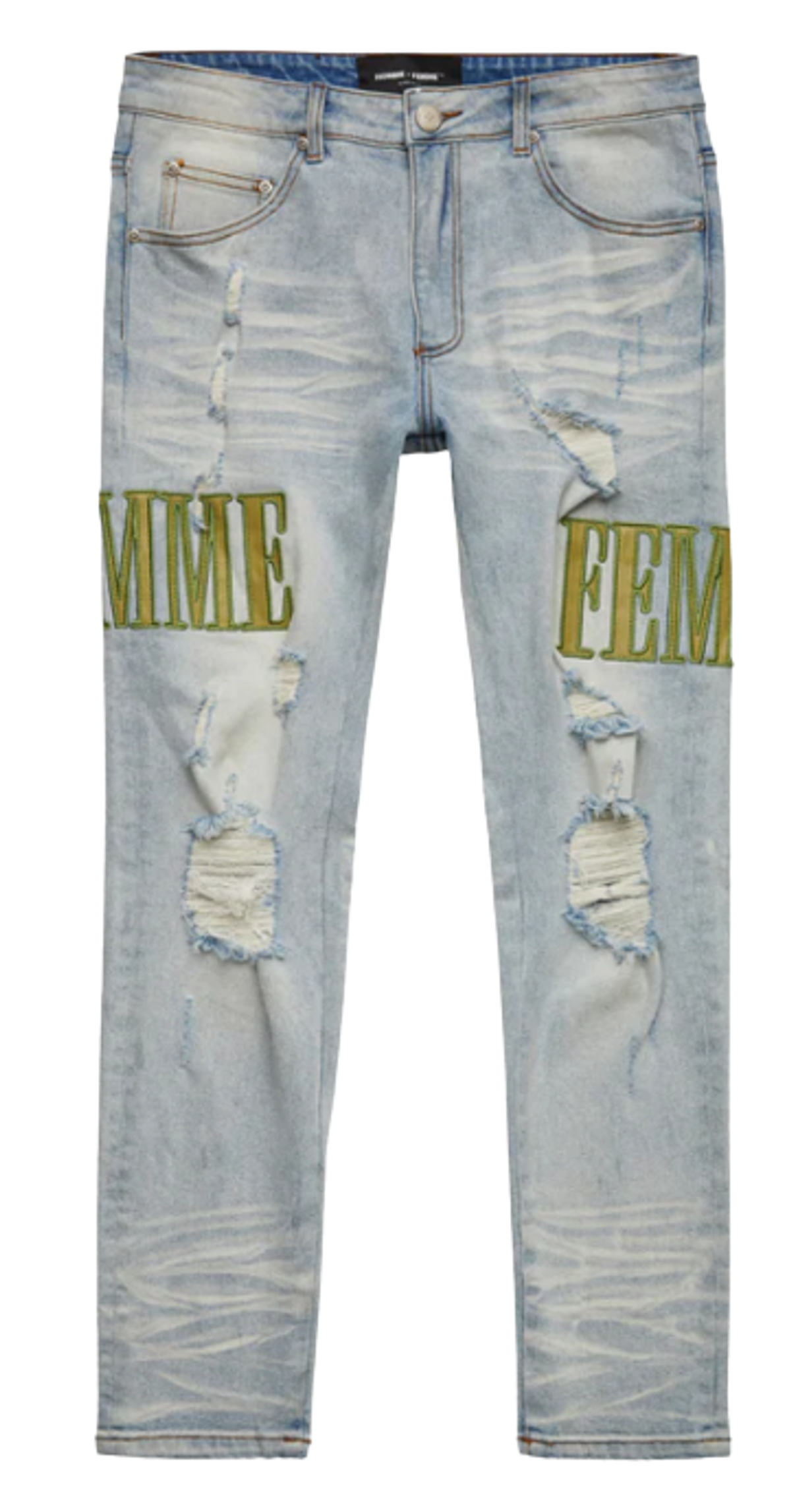 Homme + Femme Letterman Denim Blue Jeans