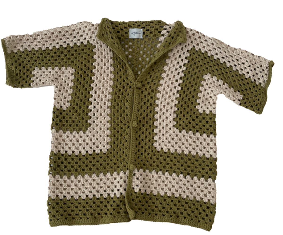 Taillere Crochet Camp Olive Shirt