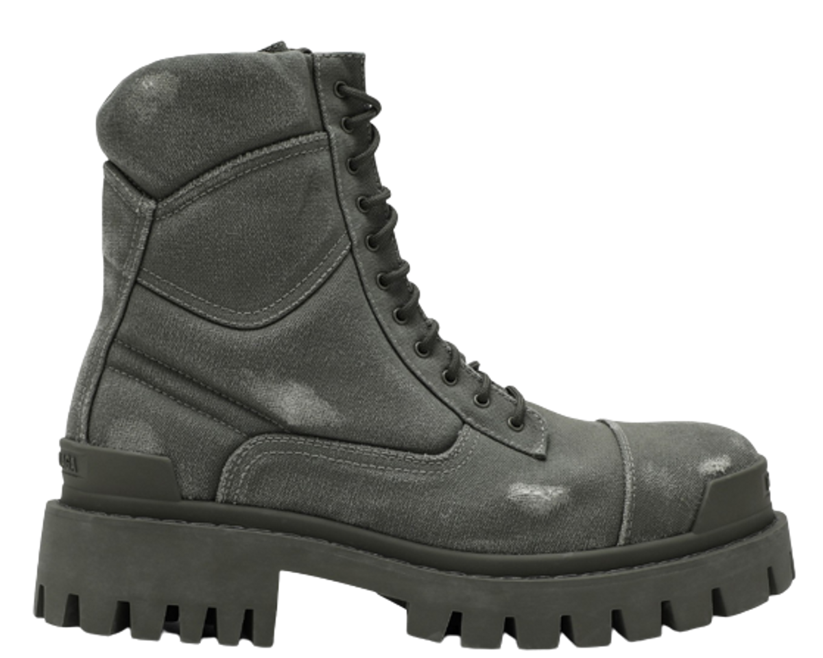 Balenciaga Strike Bootie Lace Up Canvas Ankle Boots