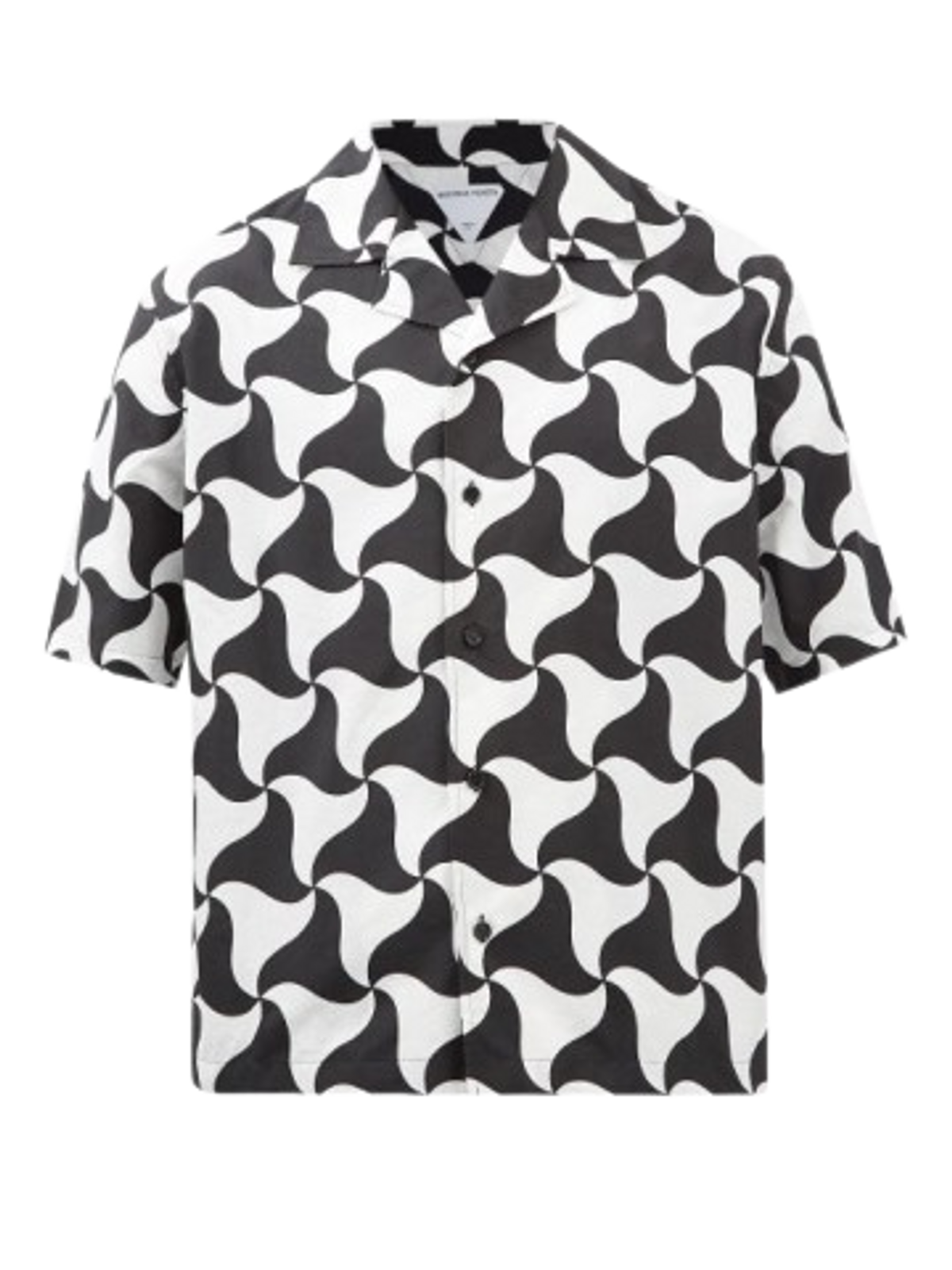 Bottega Veneta Wavy Triangle-print Short-sleeve Shirt In Green