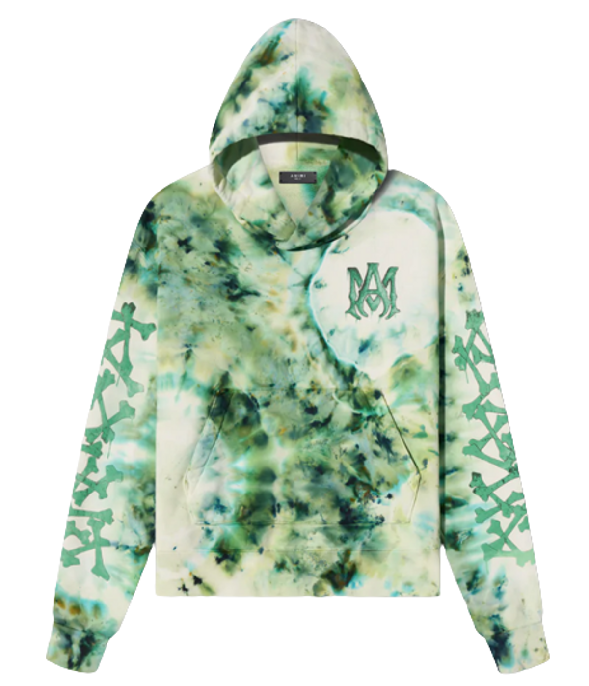 Amiri Tie Dye Bones Green Hoodie