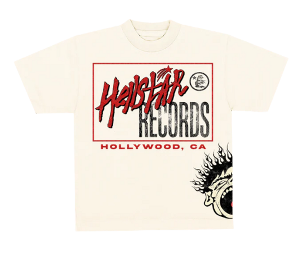 Hellstar Logo Beige T Shirt WHAT S ON THE STAR 
