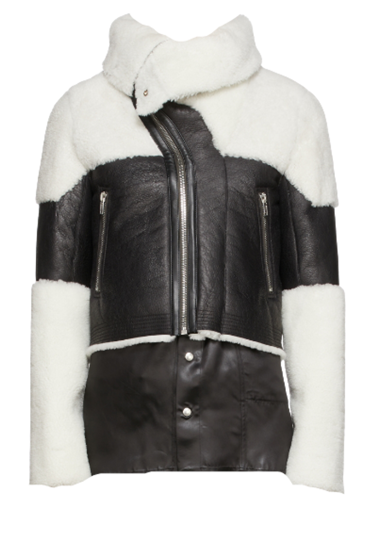 Rick Owens Black Off-White Shearling Keith Jacket