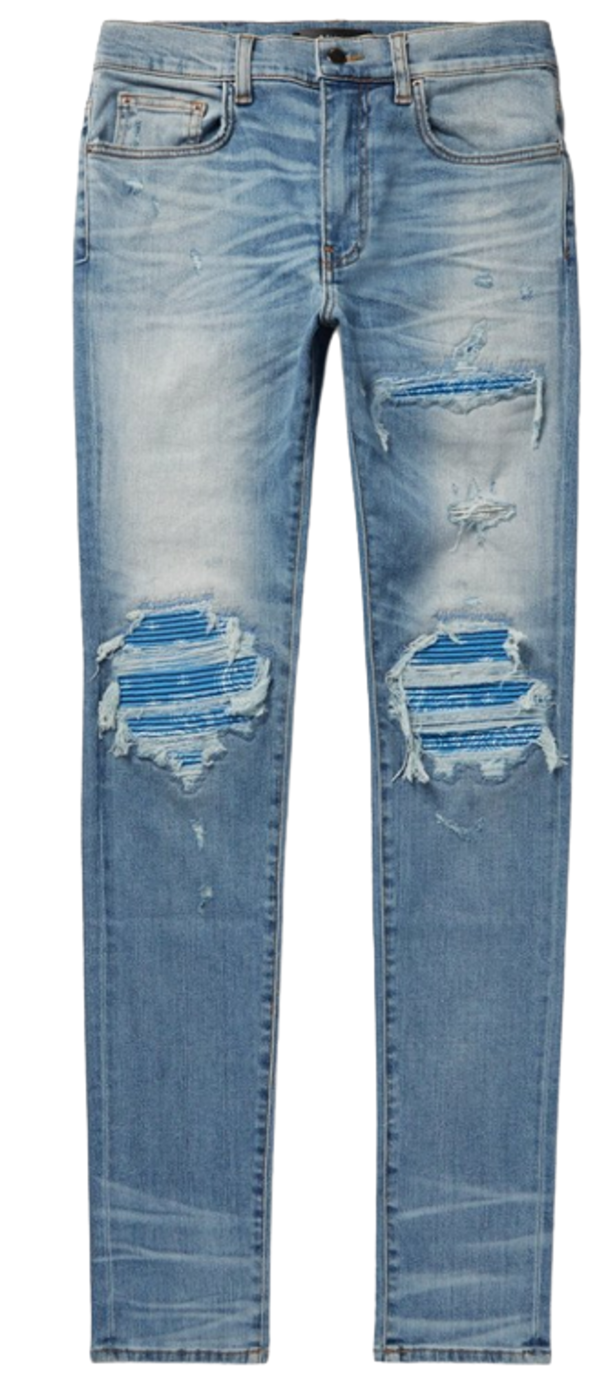 Amiri MX1 Skinny-Fit Panelled Distressed Stretch-Denim Jeans