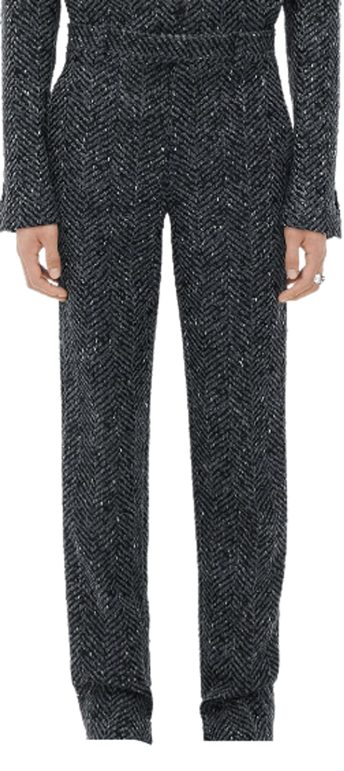 Bottega Veneta Slim Leg Mouline Herringbone Wool Trousers