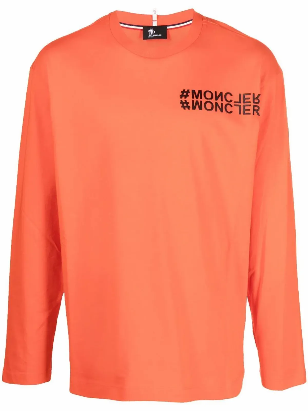 Moncler Logo-Applique Orange Cotton T-Shirt