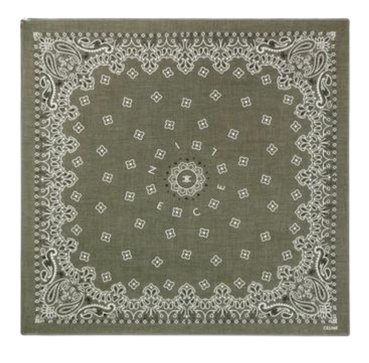 Celine Cotton Voile Kaki Militaire Bandana