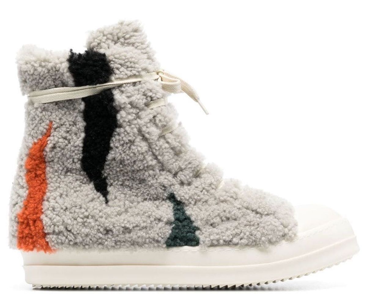 Rick Owens Shearling High-Top Sneakers