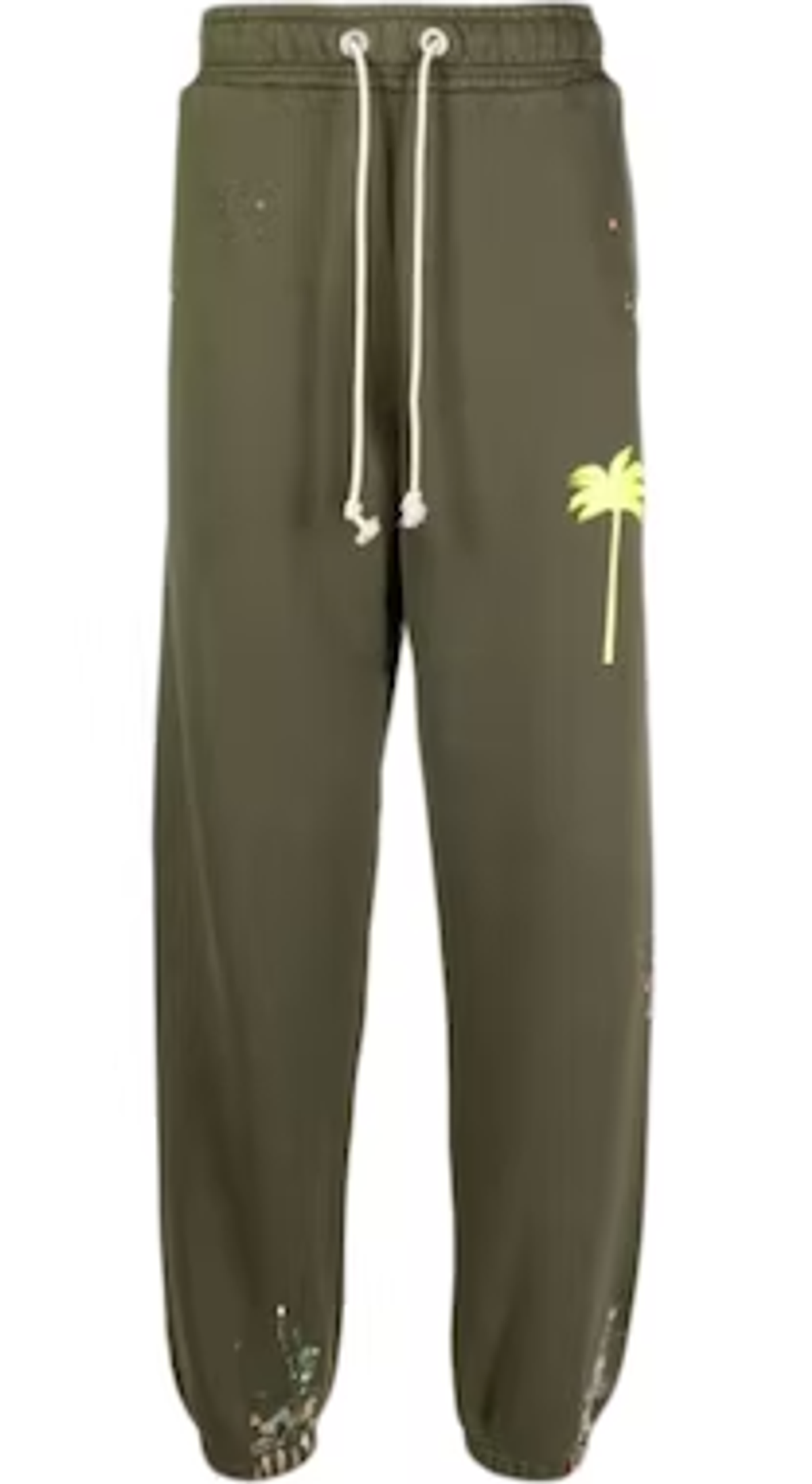 Palm Angels Green Motif Paint Splatter Sweatpants