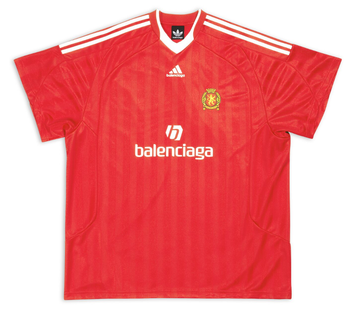Adidas × Balenciaga Oversized Red Sporty Stripe Jersey Soccer T-Shirt