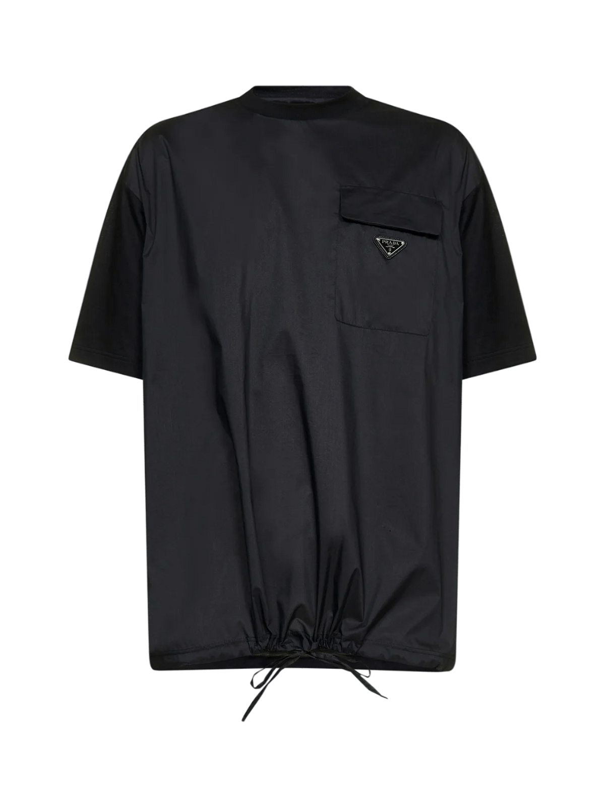 Prada Black Hybrid Cargo-Pocket Drawstring T-Shirt