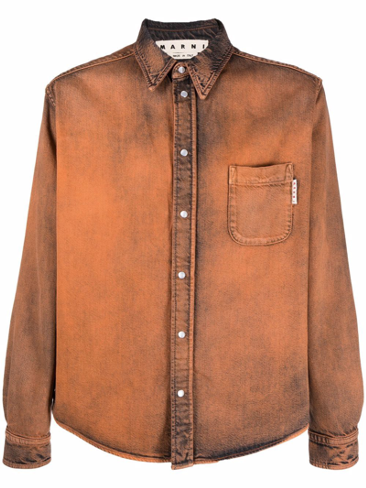 Marni Orange Acid-Wash Long-Sleeve Shirt