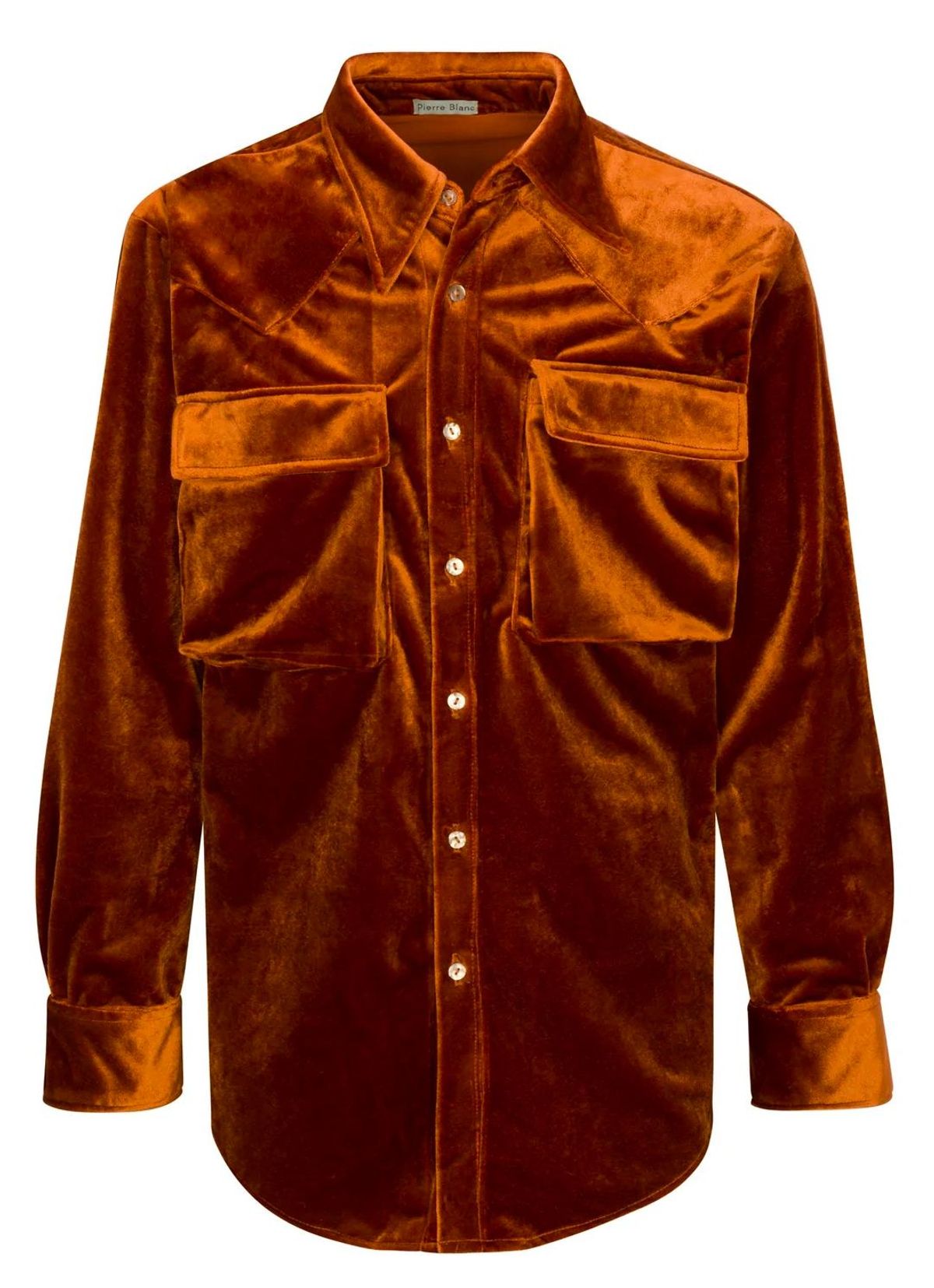 Pierre Blanc Western Fluid Rustic Orange Velvet Shirt