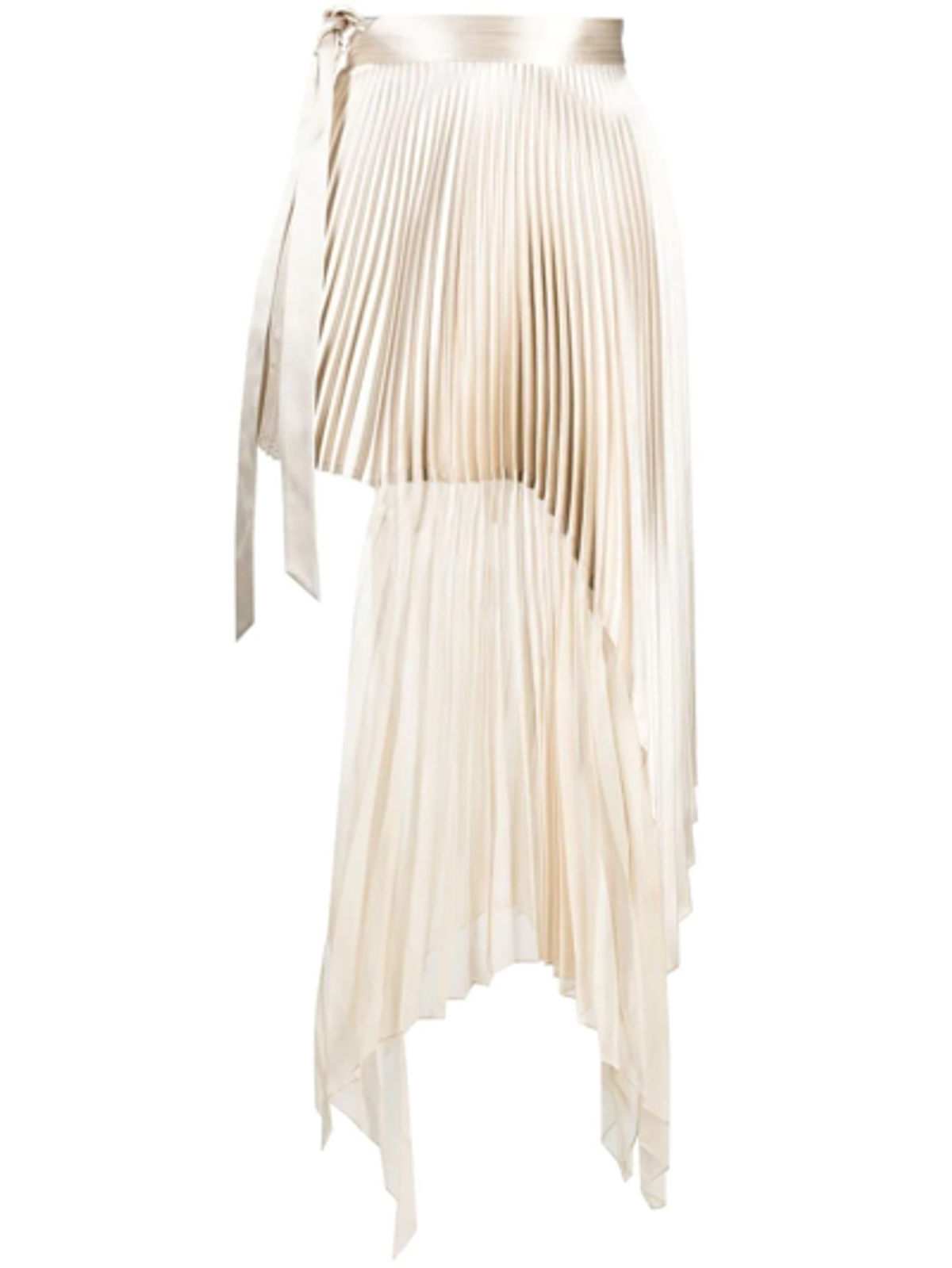 Peter Do Asymmetric Pleated Silk-Satin And Chiffon Midi Wrap White Skirt