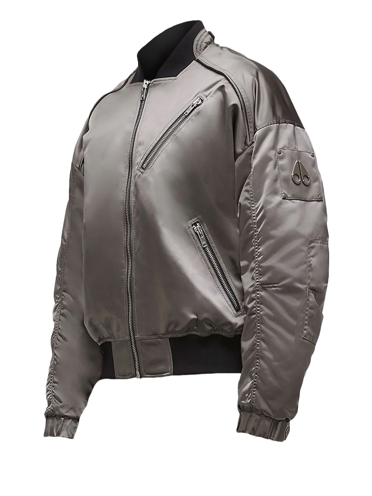 Moose Knuckles Flight Satin Nicholas Bomber In Pebble WHAT’S ON THE STAR?