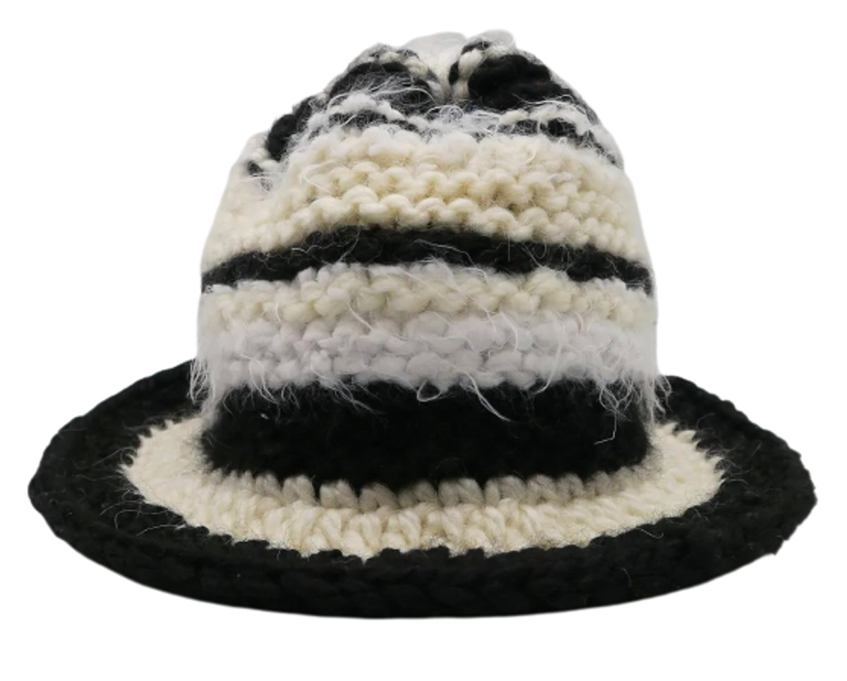 Suss Black Ivory Knit Beanie Bucket Hat