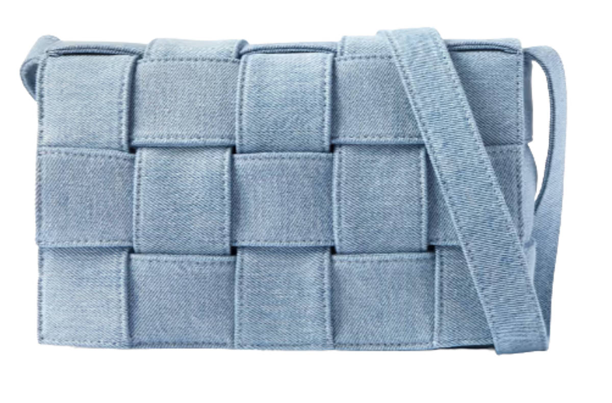Bottega Veneta Cassette Intrecciato Denim Shoulder Blue Bag