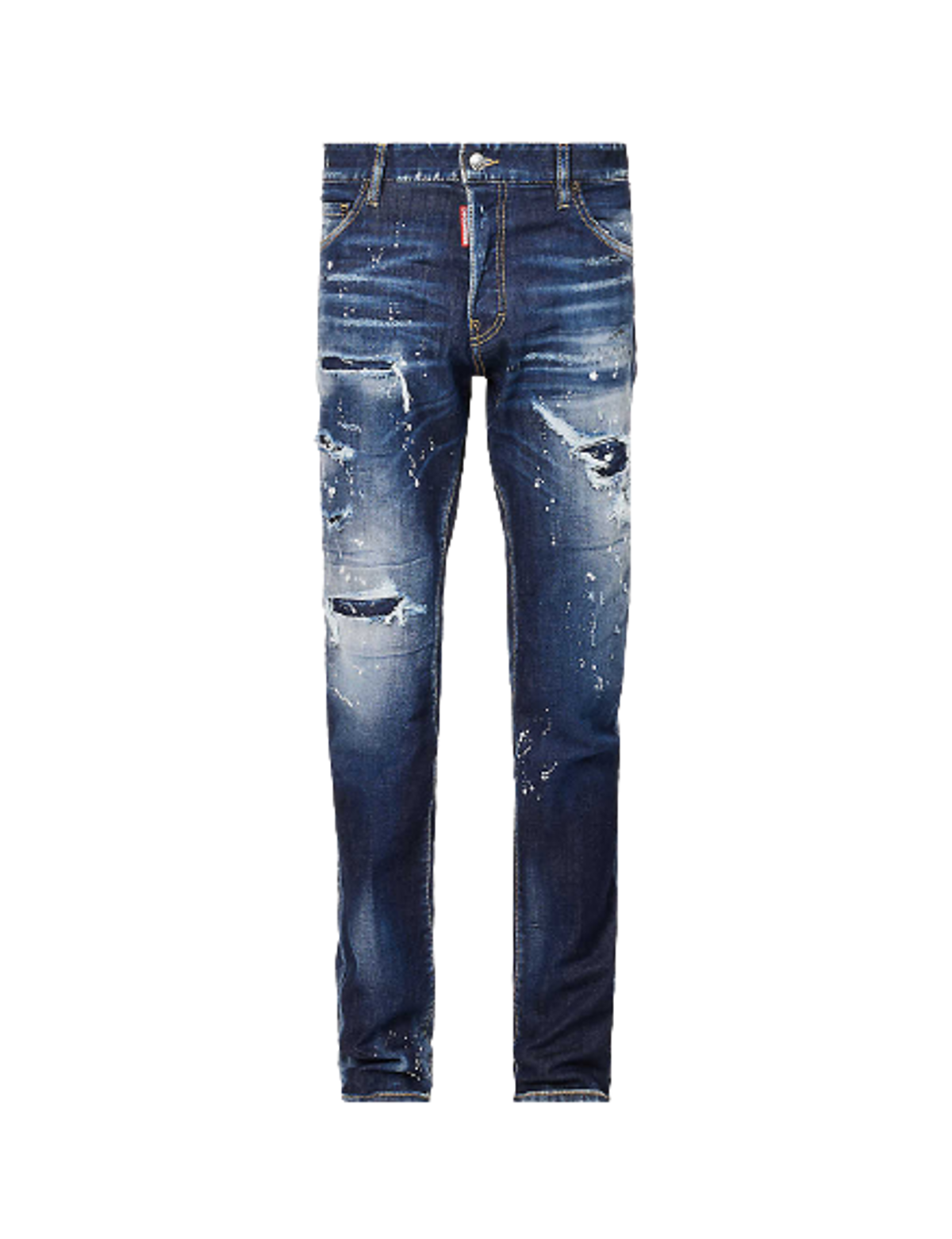 Dsquared2 Cool Guy Paint-splattered Stretch-denim Jeans In Navy Blue
