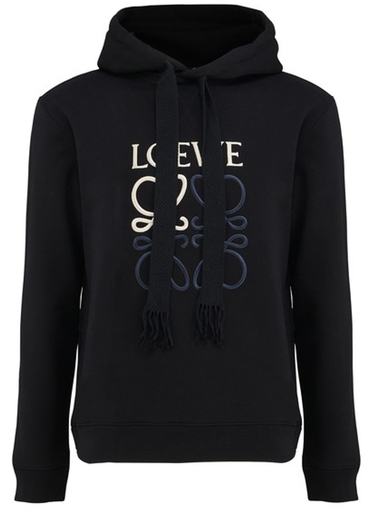 Loewe Black And Off-white Anagram Embroidered Hoodie